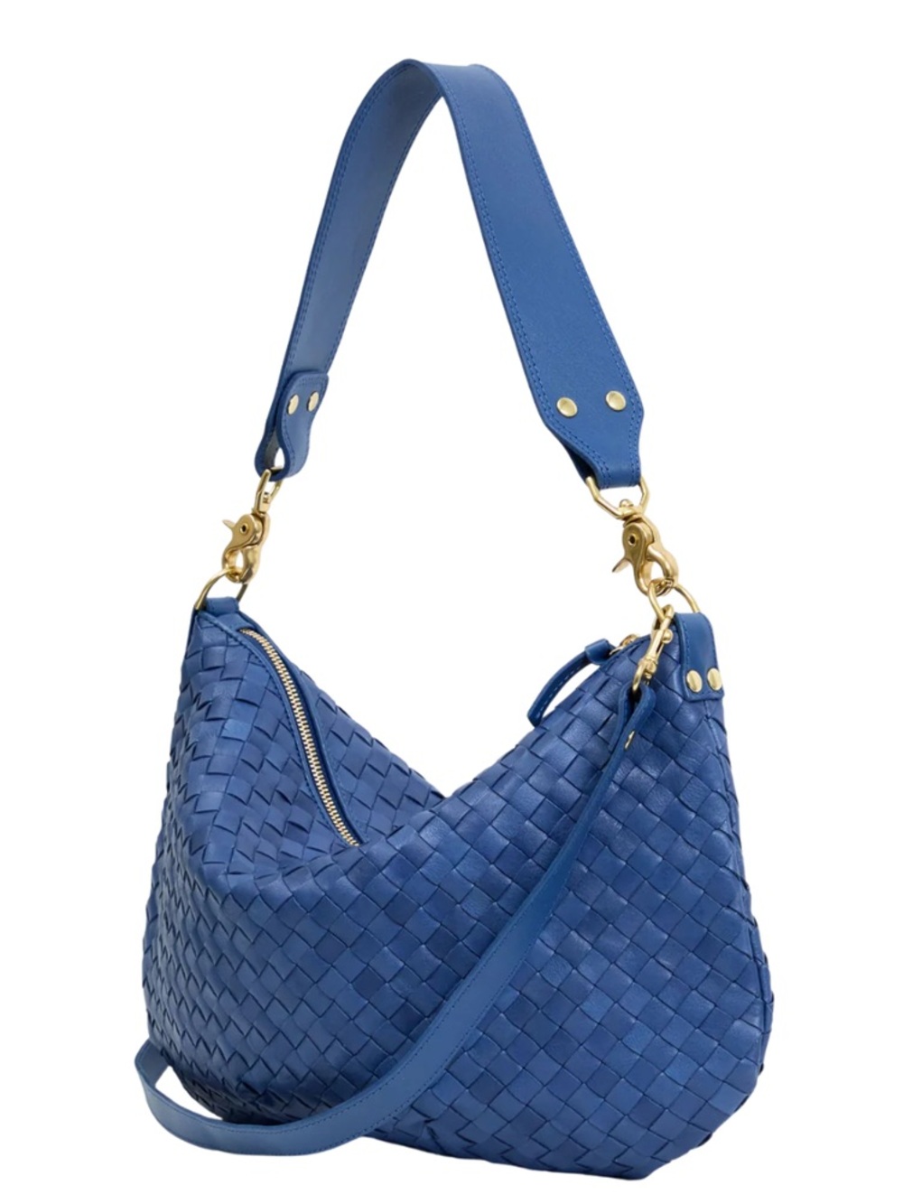 Clare V. French Blue Diagonal Woven Moyen Messenger NWT - Picture 2 of 6